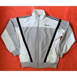 Vintage ADIDAS Trefoil Track Jacket Mens Size Small Tri-Color Gray White Black